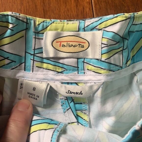 Vintage Talbots Capri pants blue and yellow pattern - Picture 7 of 10